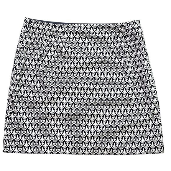 Talbots Navy Blue White Gatsby Art Deco Straight Skirt Size 14 Preppy NWOT - Picture 1 of 9